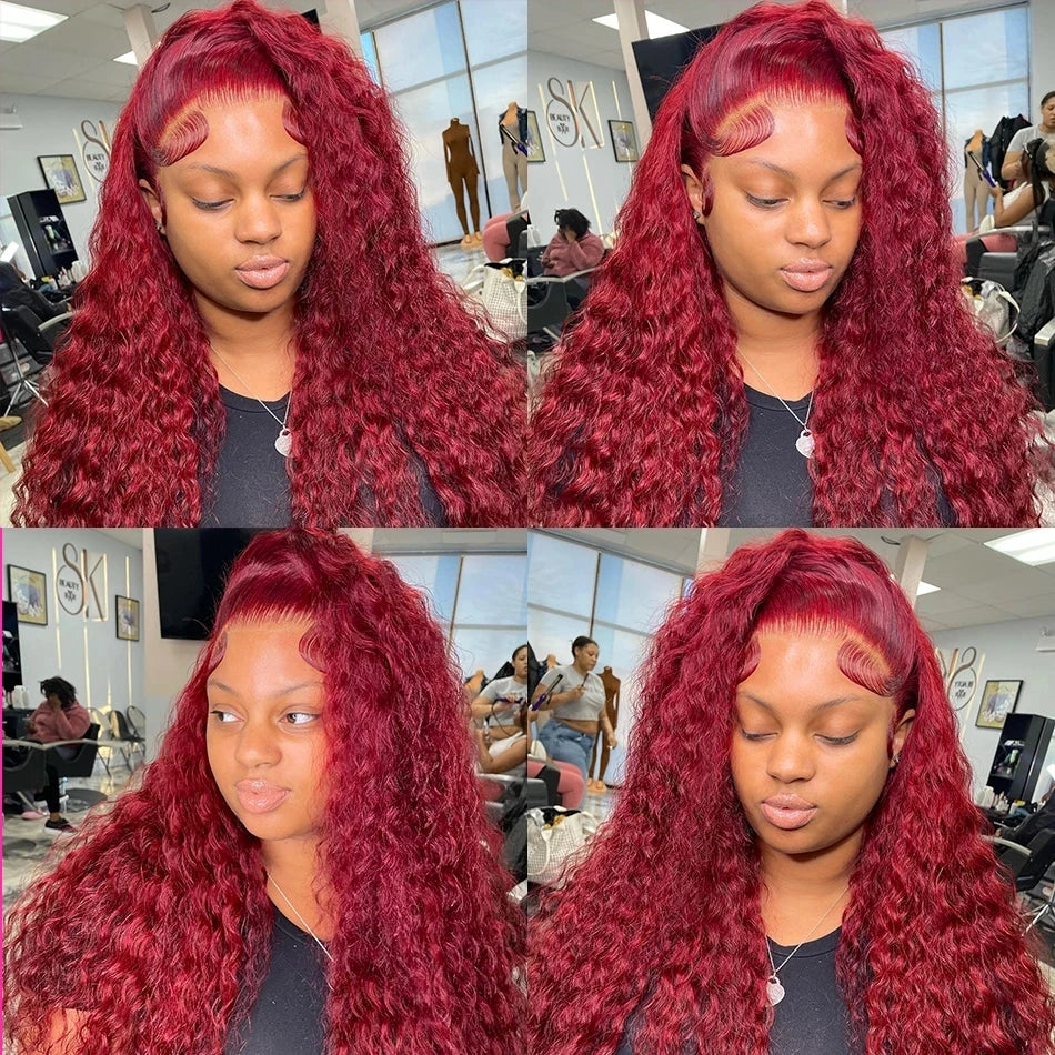 Red Curly Lace Frontal Human Hair Wig