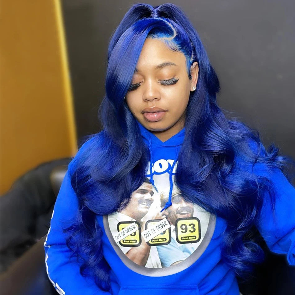 Blue Lace Front Body Wave Human Hair Wig