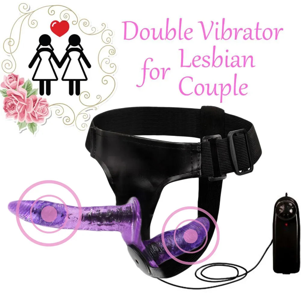 Strap on Multispeed Double Dual Dildo Vibrators