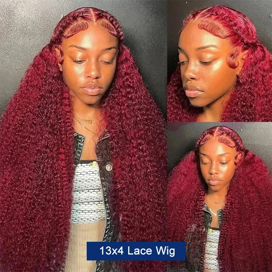 Red Curly Lace Frontal Human Hair Wig