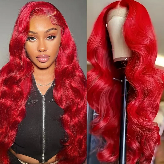 Hot Red Lace Frontal Human Hair Wig