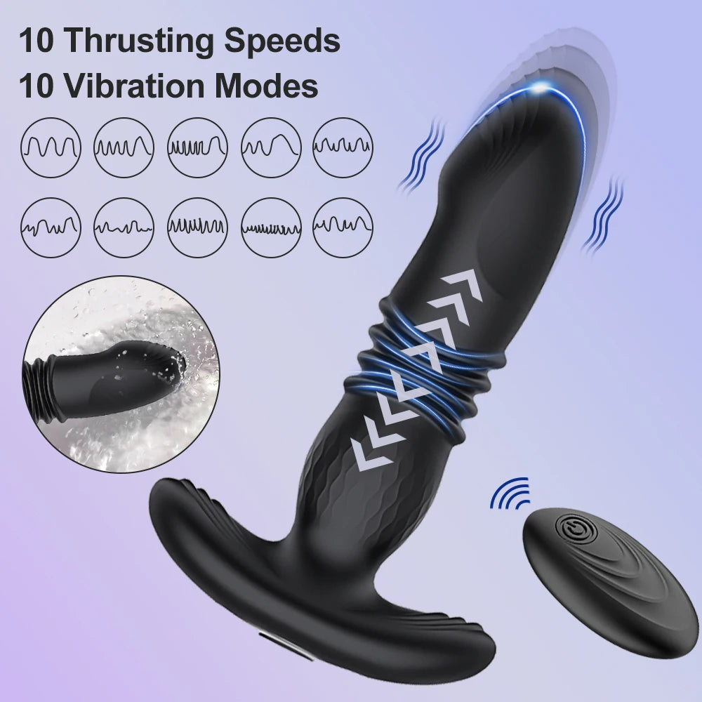 Thrusting Dildo Anal Vibrator Butt Plug