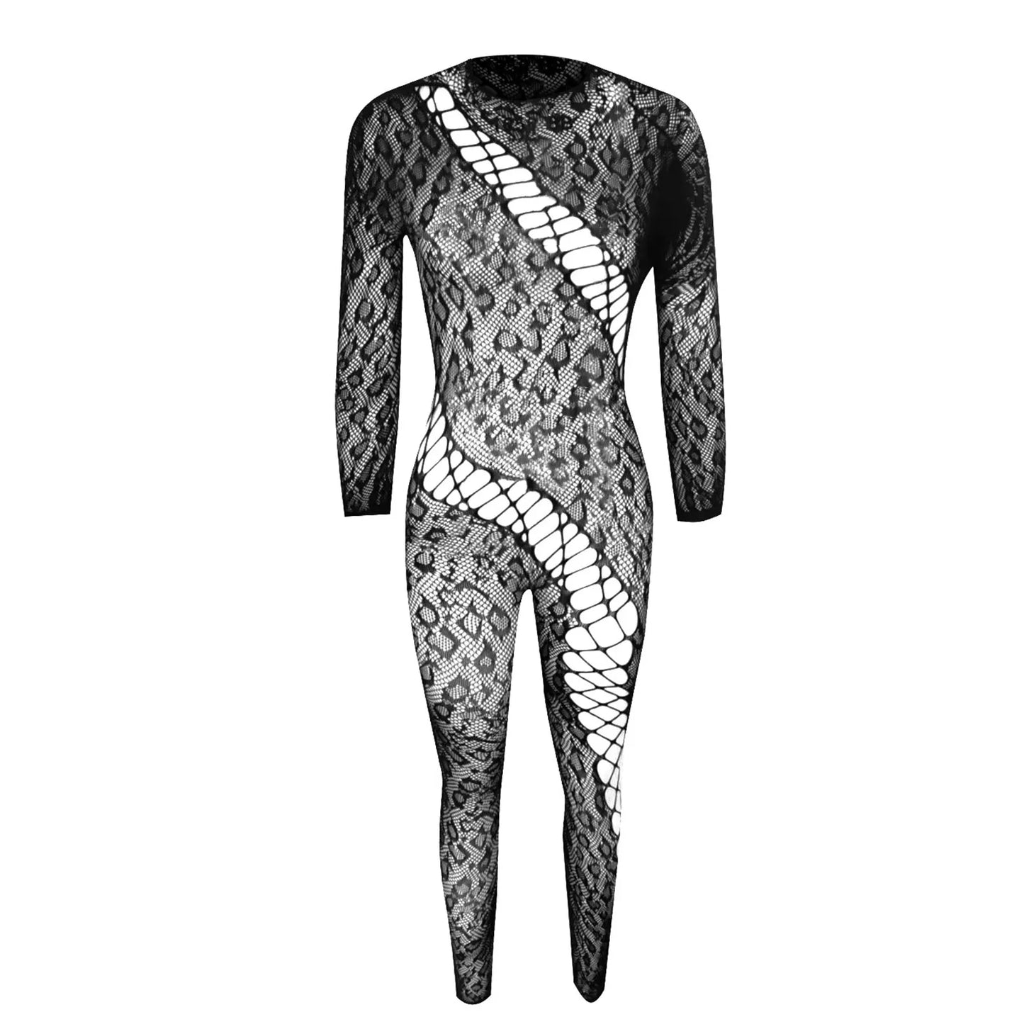 Womens Solid Print Hollow Out Bodystockings  Fishnet Bodysuit