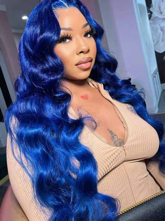 Blue Lace Front Body Wave Human Hair Wig