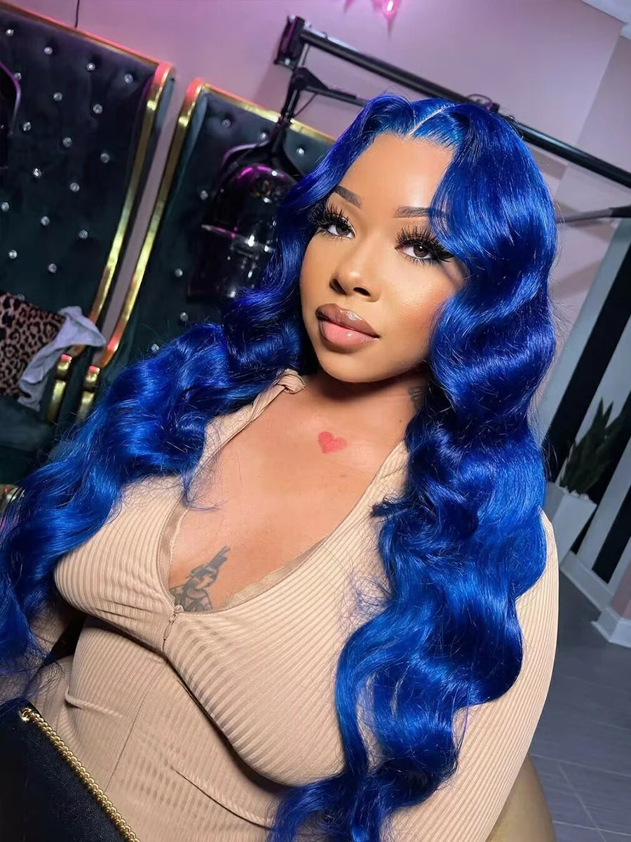 Blue Lace Front Body Wave Human Hair Wig