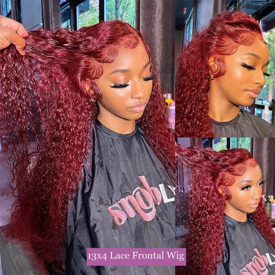 Red Curly Lace Frontal Human Hair Wig