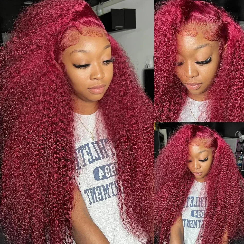 Red Curly Lace Frontal Human Hair Wig