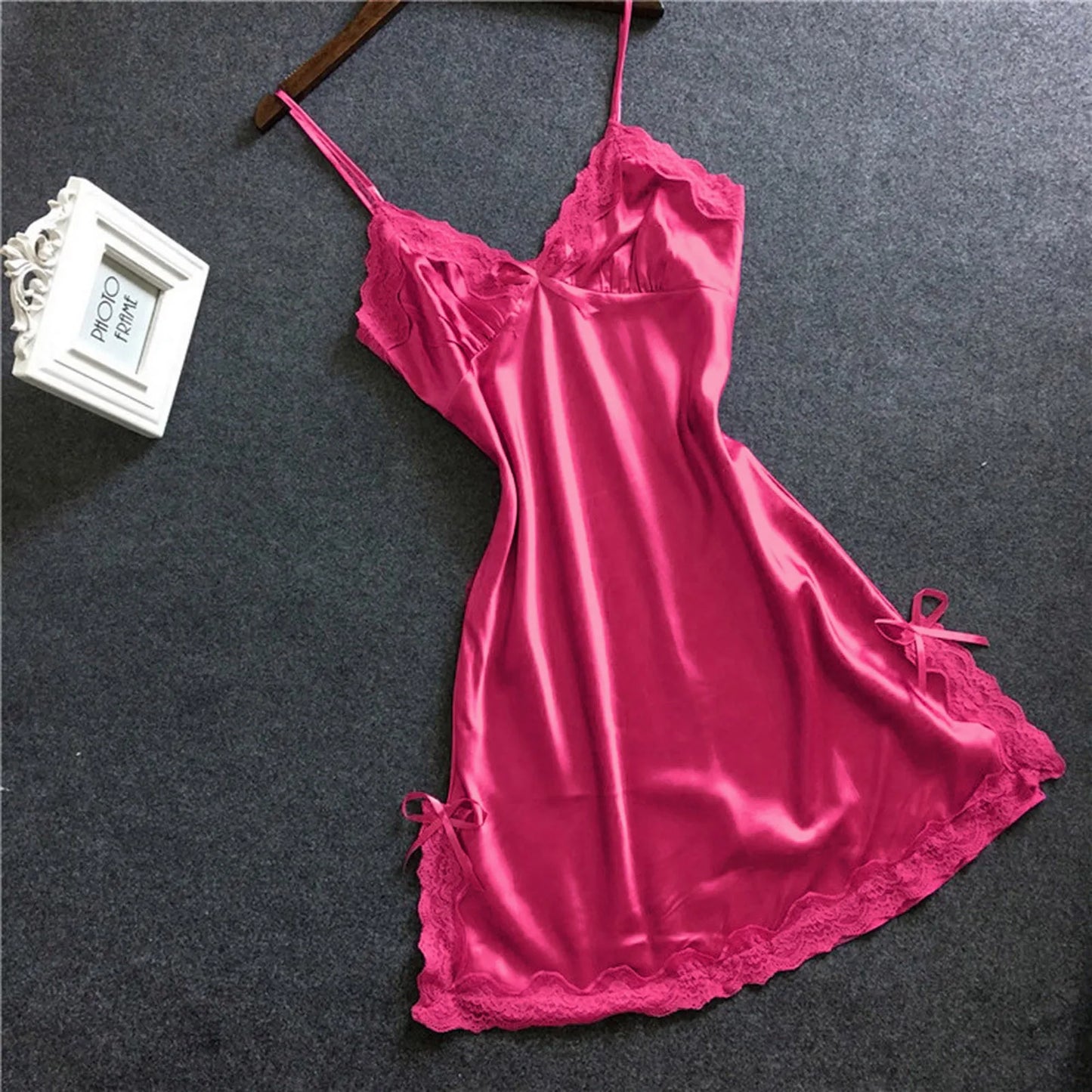 Women Red Satin Sexy Lingerie Nightwear