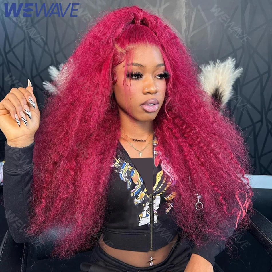 Red Curly Lace Frontal Human Hair Wig