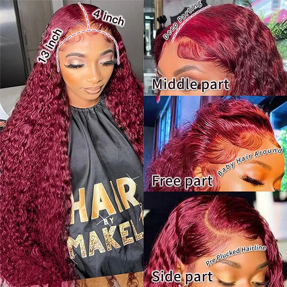 Red Curly Lace Frontal Human Hair Wig