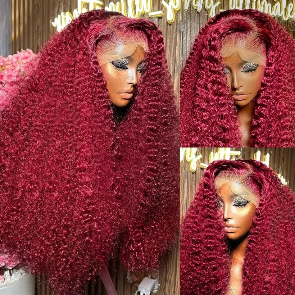 Red Curly Lace Frontal Human Hair Wig