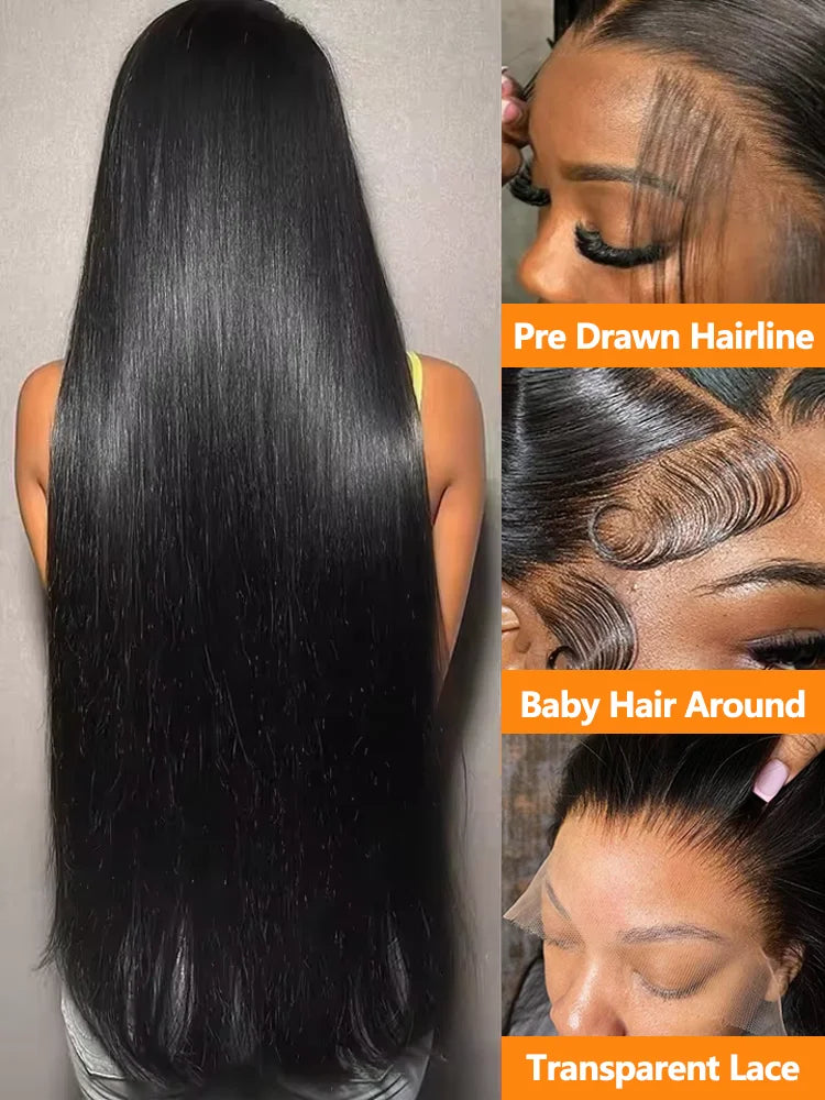 Straight  Black Lace Frontal glueless wig