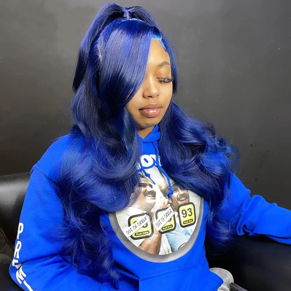 Blue Lace Front Body Wave Human Hair Wig